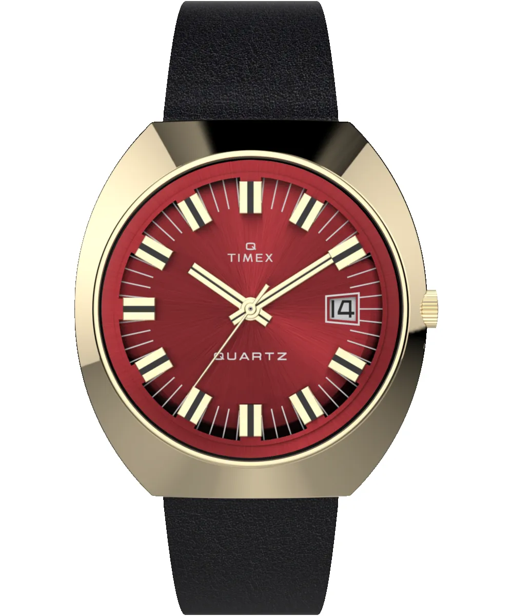 Q Timex 1972 Reissue 39mm Leather Strap Watch sold by Timex