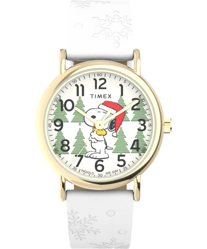 Peanuts® x Timex Weekender Holiday 38mm Leather Strap Watch sold by Timex