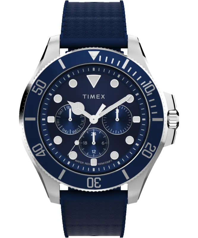 Harborside Coast Multifunction 43mm Synthetic Rubber Strap Watch made by Timex