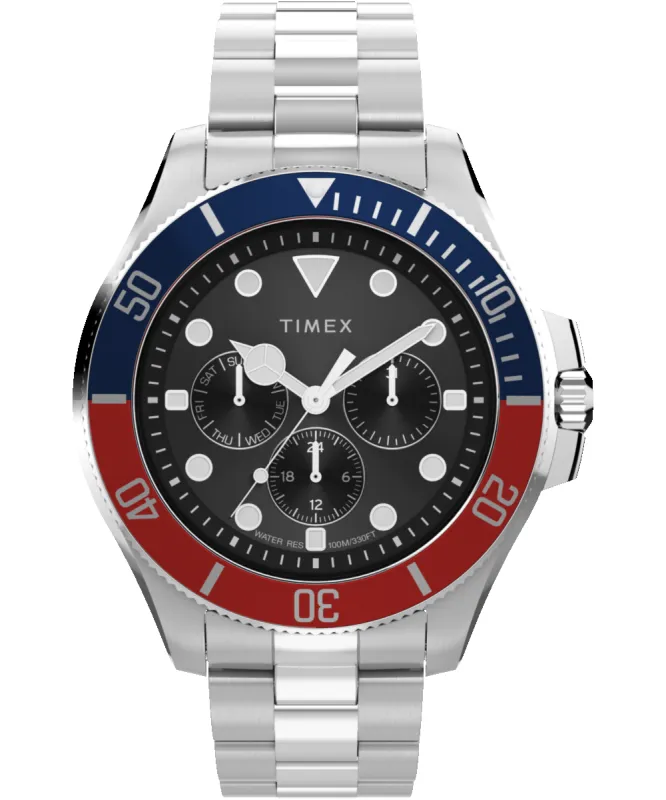 Harborside Coast Multifunction 43mm Stainless Steel Bracelet Watch made by Timex