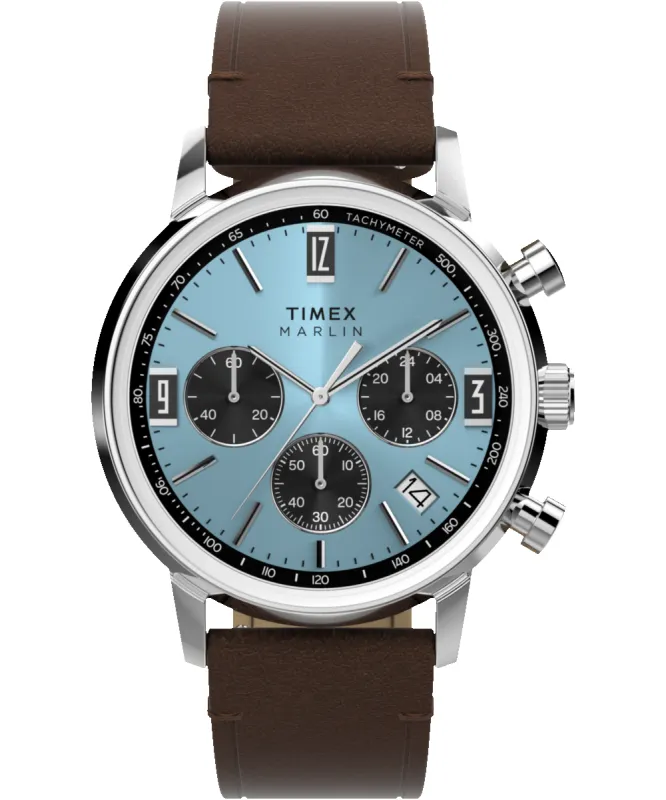 Marlin® Chronograph Tachymeter 40mm Leather Strap Watch sold by Timex