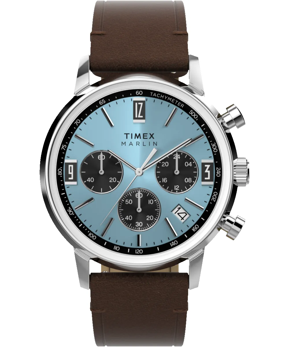 Marlin® Chronograph Tachymeter 40mm Leather Strap Watch sold by Timex
