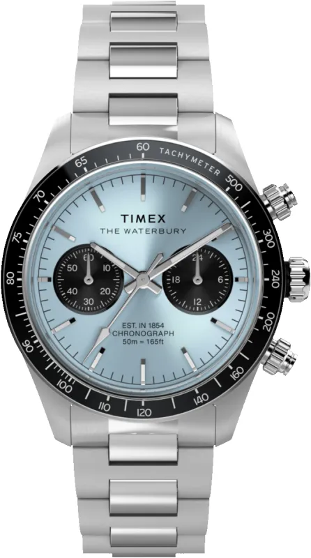 Waterbury Heritage Chronograph 39mm Stainless Steel Bracelet Watch made by Timex