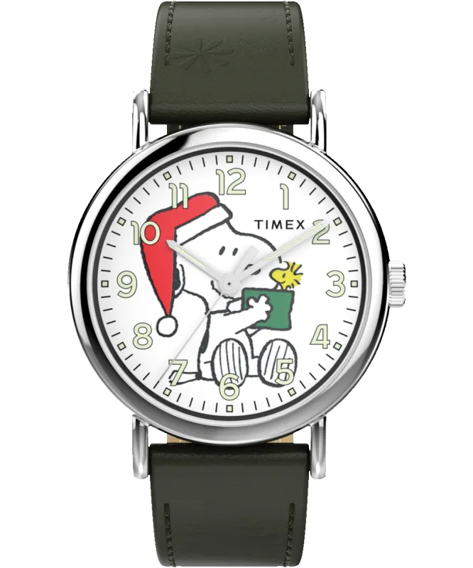 Peanuts® x Timex Weekender Holiday Dial 40mm Leather Strap Watch made by Timex