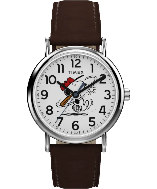 Peanuts® x Timex Weekender Baseball 38mm Leather Strap Watch made by Timex