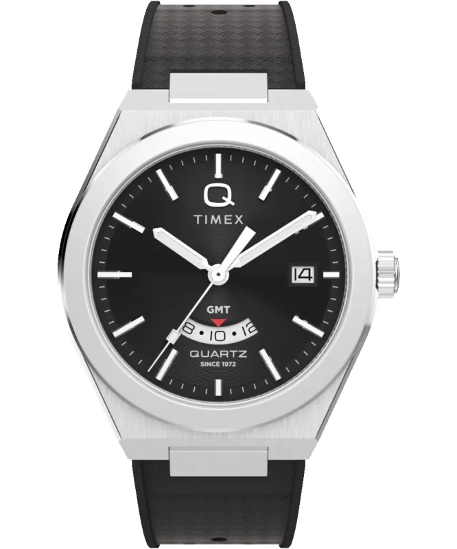 Q Timex Continental GMT 39mm Synthetic Rubber Watch made by Timex