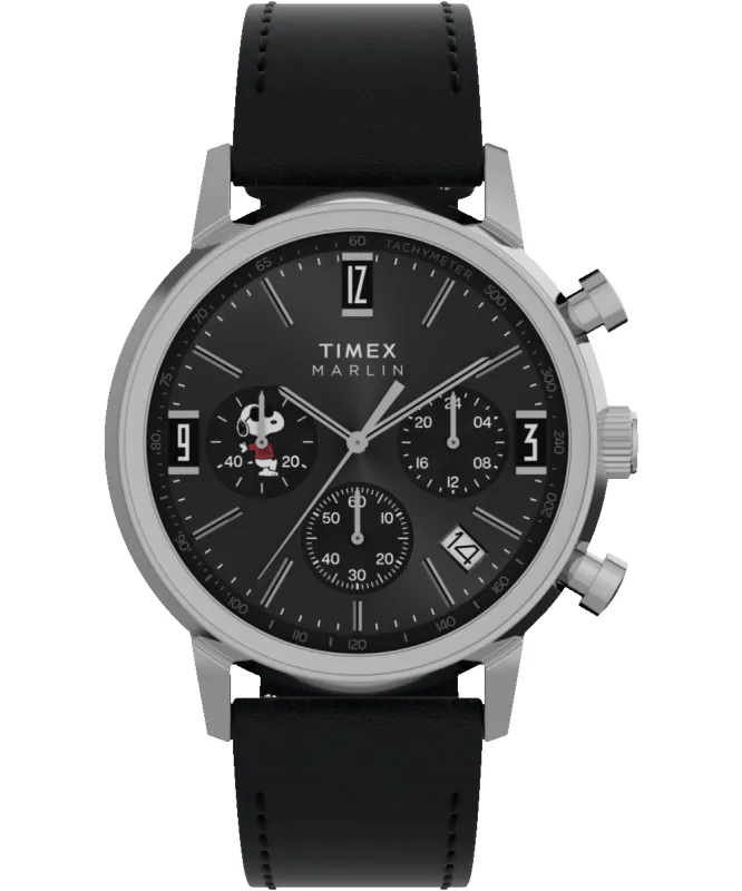 Peanuts® x Timex Marlin® Chronograph Joe Cool 40mm Leather Strap Watch made by Timex