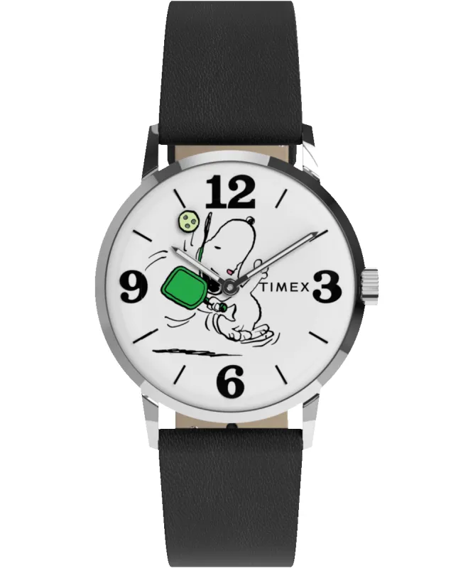 Peanuts® x Timex Marlin® Pickleball 38mm Leather Strap Watch sold by Timex