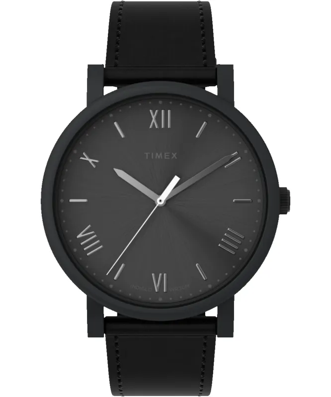 Originals 42mm Leather Strap Watch made by Timex