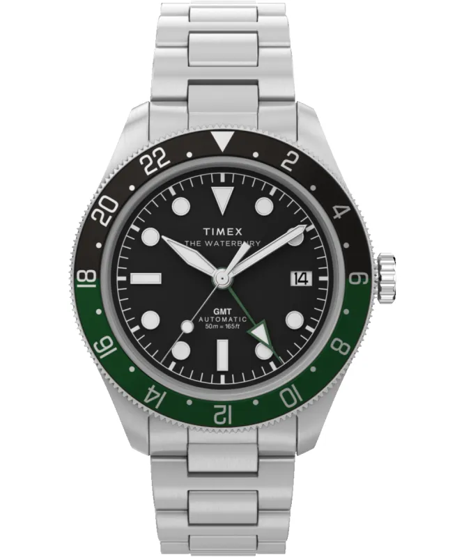 Waterbury Heritage Automatic GMT 41.5mm Stainless Steel Bracelet Watch made by Timex