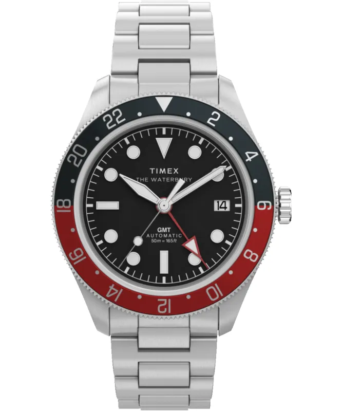 Waterbury Heritage Automatic GMT 41.5mm Stainless Steel Bracelet Watch made by Timex