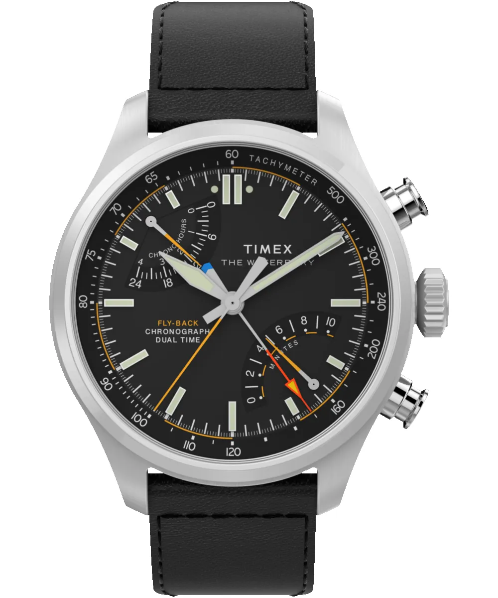 Waterbury Ace Fly-Back Chronograph 43mm Leather Strap Watch sold by Timex