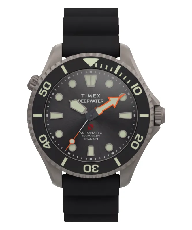 Deepwater Meridian 300 Titanium HEV Automatic 44mm HNBR Synthetic Rubber Strap Watch made by Timex