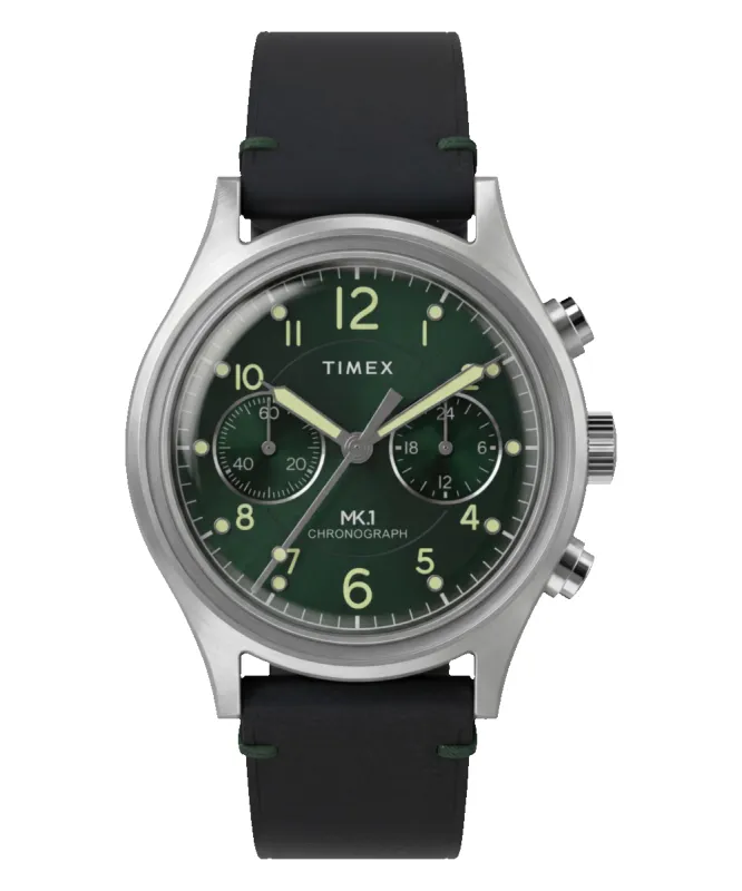 MK1® Chronograph 40mm Leather Strap Watch made by Timex