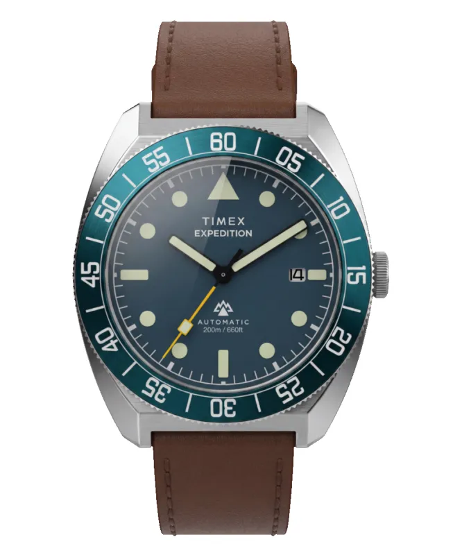 Expedition® Pioneer Automatic 41mm Leather Strap Watch made by Timex