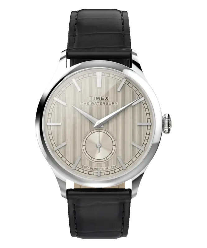 Waterbury Classic Sub-Second 39mm Leather Strap Watch made by Timex