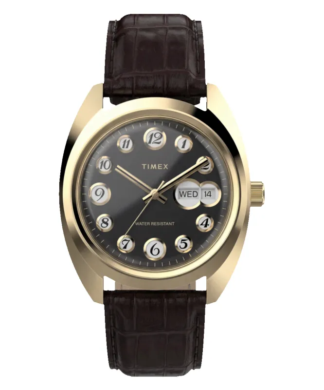 Timex® 1976 Rotary Phone Dial Reissue 37mm Leather Strap Watch made by Timex