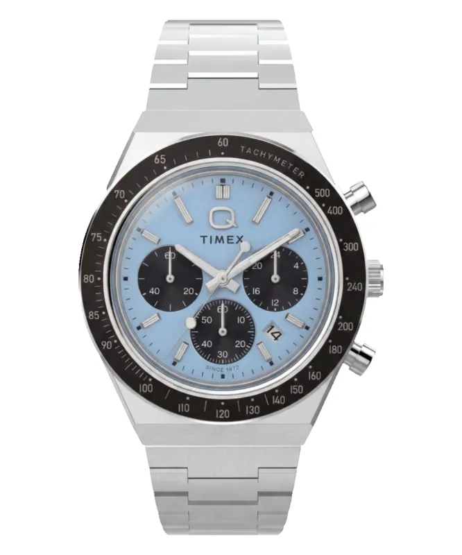Q Timex Chronograph 40mm Stainless Steel Bracelet Watch made by Timex
