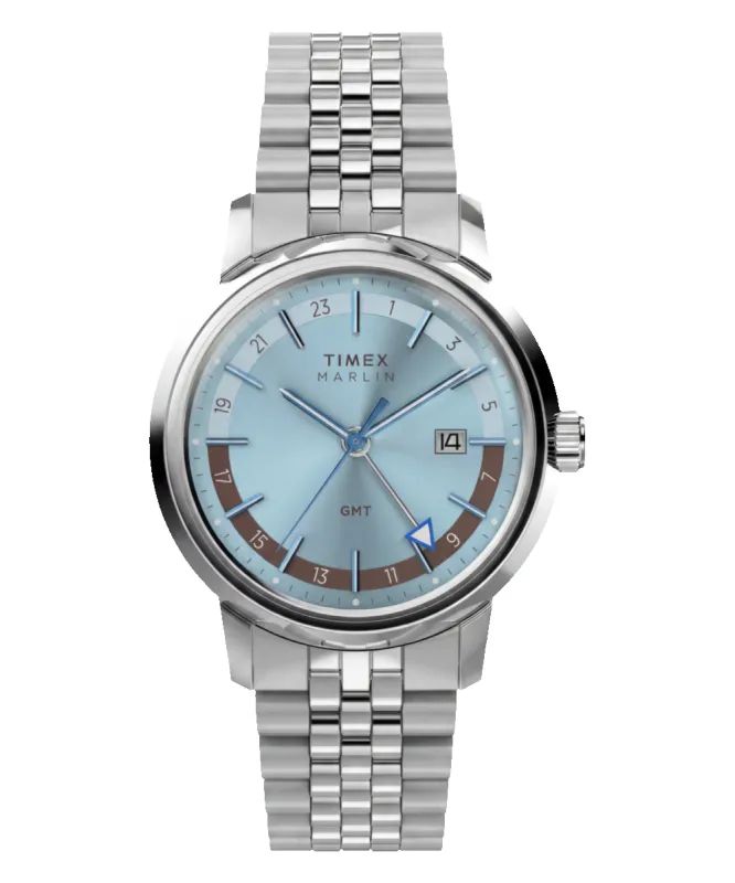 Marlin® Quartz GMT 40mm Stainless Steel Bracelet Watch made by Timex