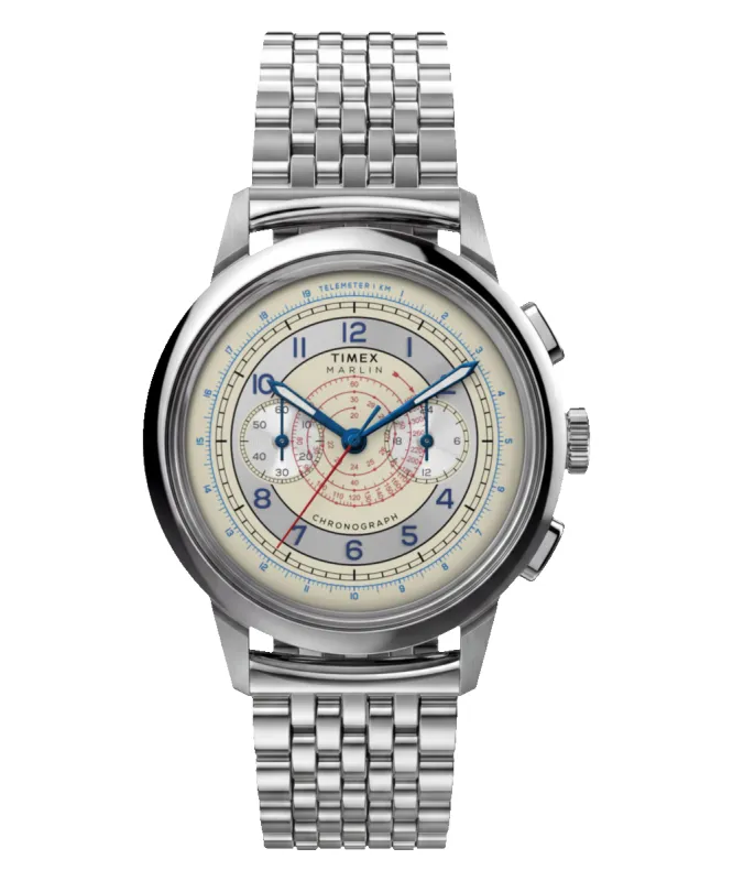 Marlin® Neo Classic Chronograph 40mm Stainless Steel Bracelet Watch made by Timex