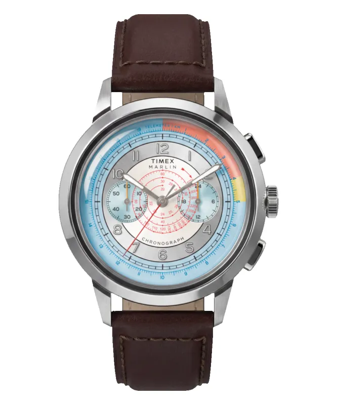 Marlin® Neo Classic Chronograph 40mm Leather Strap Watch made by Timex