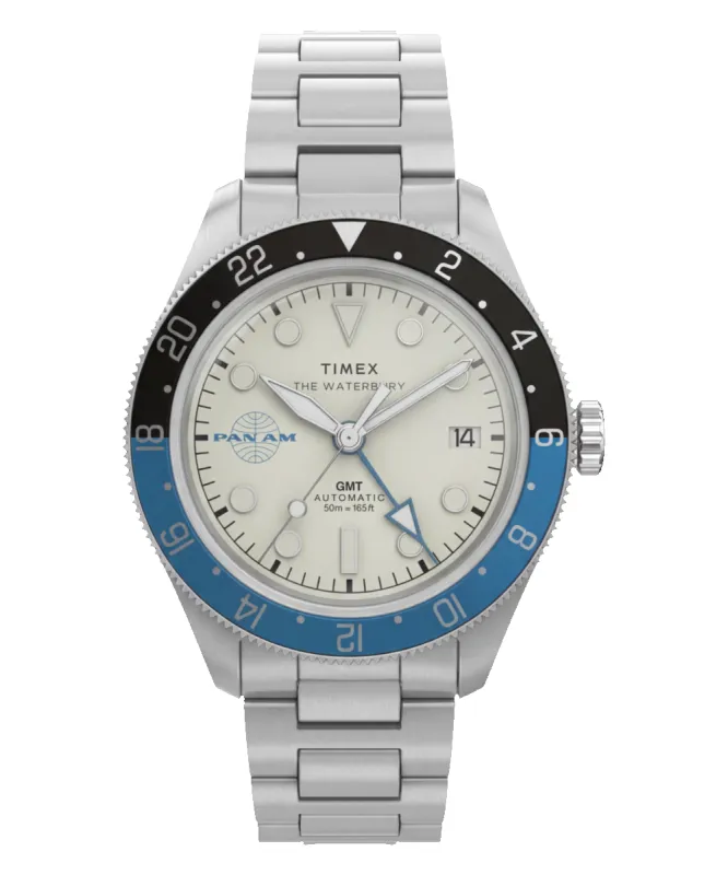 Pan Am® x Timex® Waterbury Automatic GMT 41.5mm Stainless Steel Bracelet Watch made by Timex