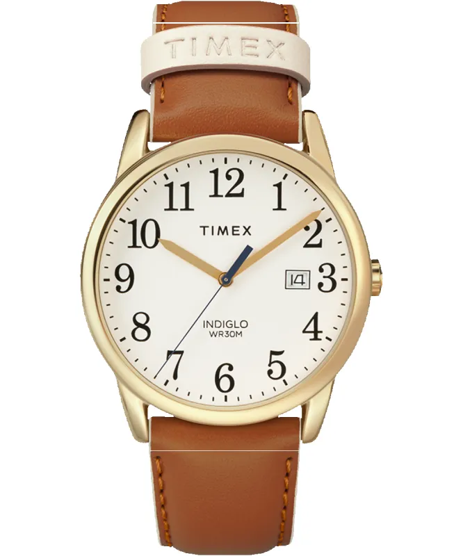 Easy Reader® Color Pop 38mm Leather Strap Watch sold by Timex