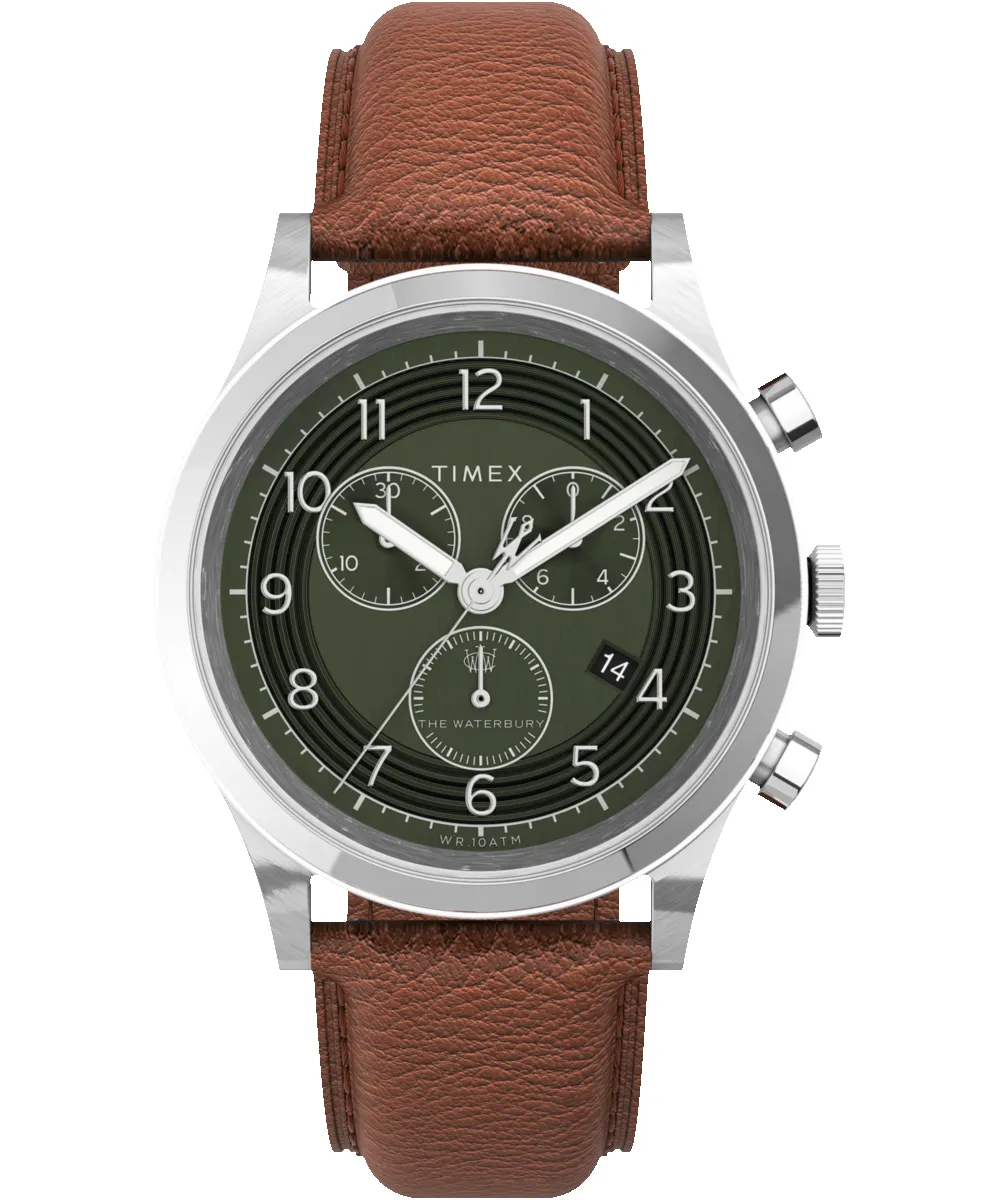 Waterbury Traditional Chronograph 42mm Leather Strap Watch sold by Timex