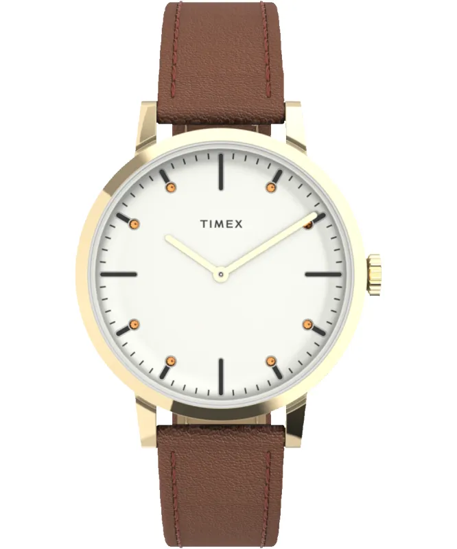 Midtown 36mm Leather Strap Watch made by Timex