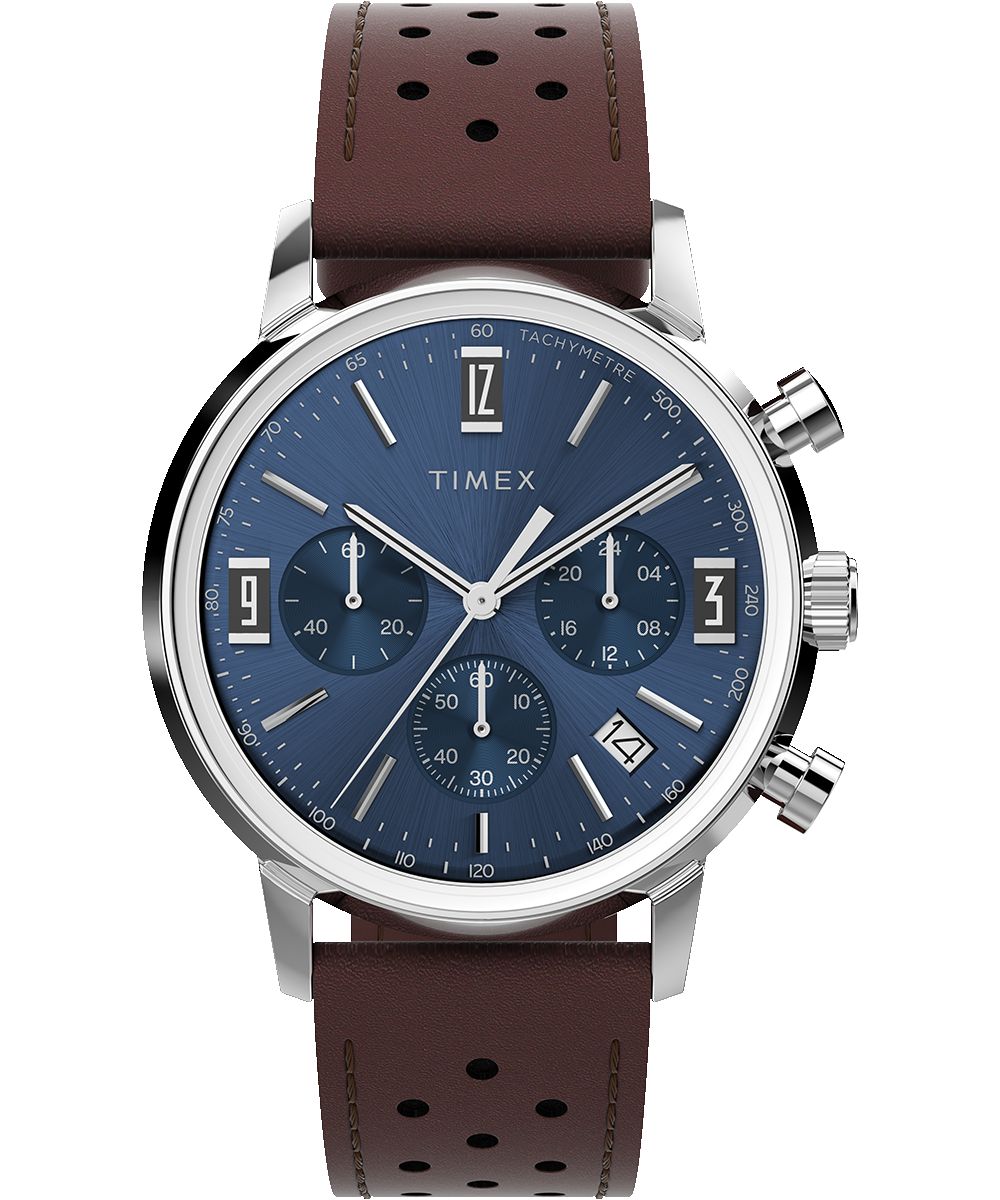 Marlin® Chronograph Tachymeter 40mm Leather Strap Watch sold by Timex