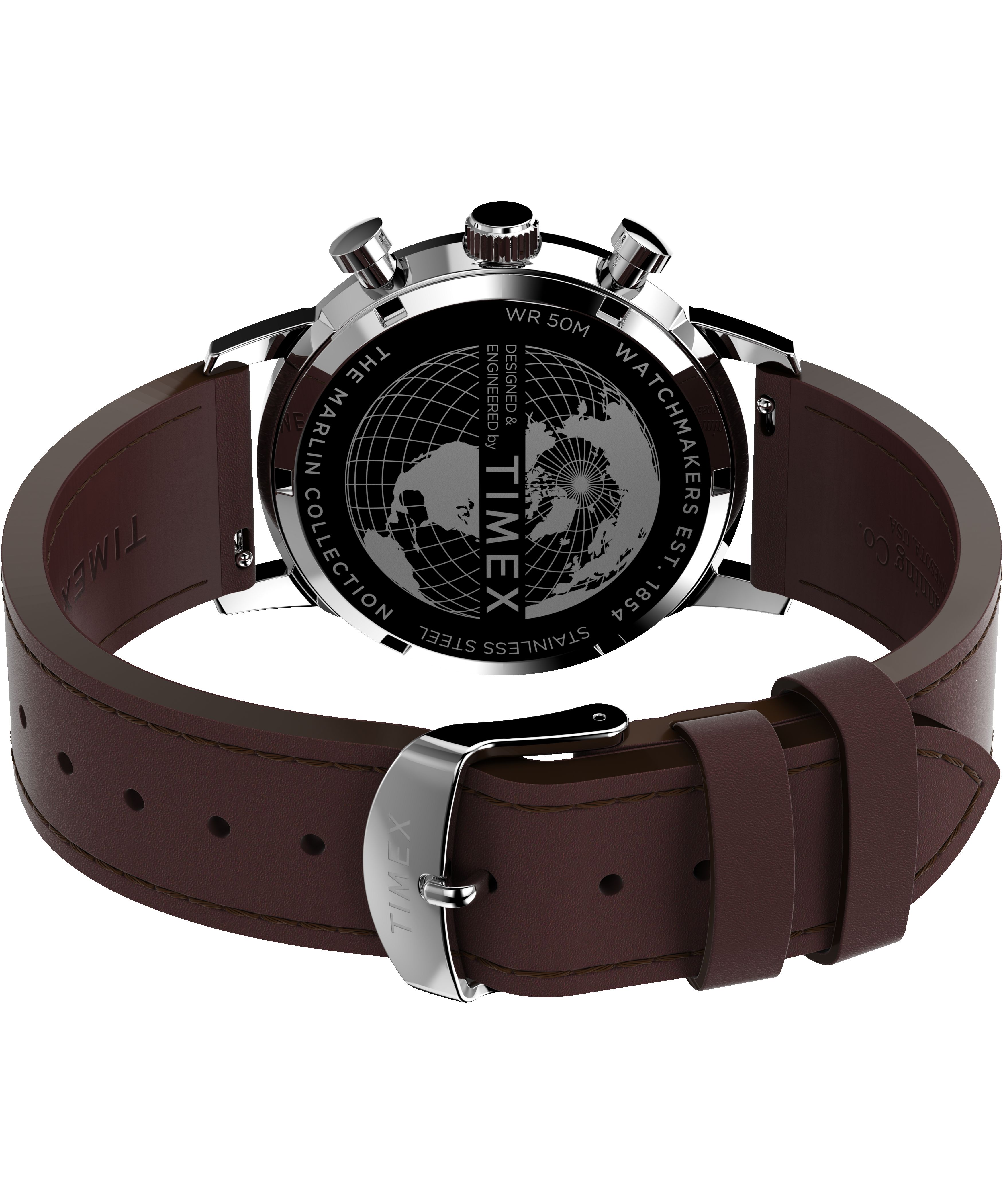 Marlin® Chronograph Tachymeter 40mm Leather Strap Watch sold by Timex product image thumbnail 5
