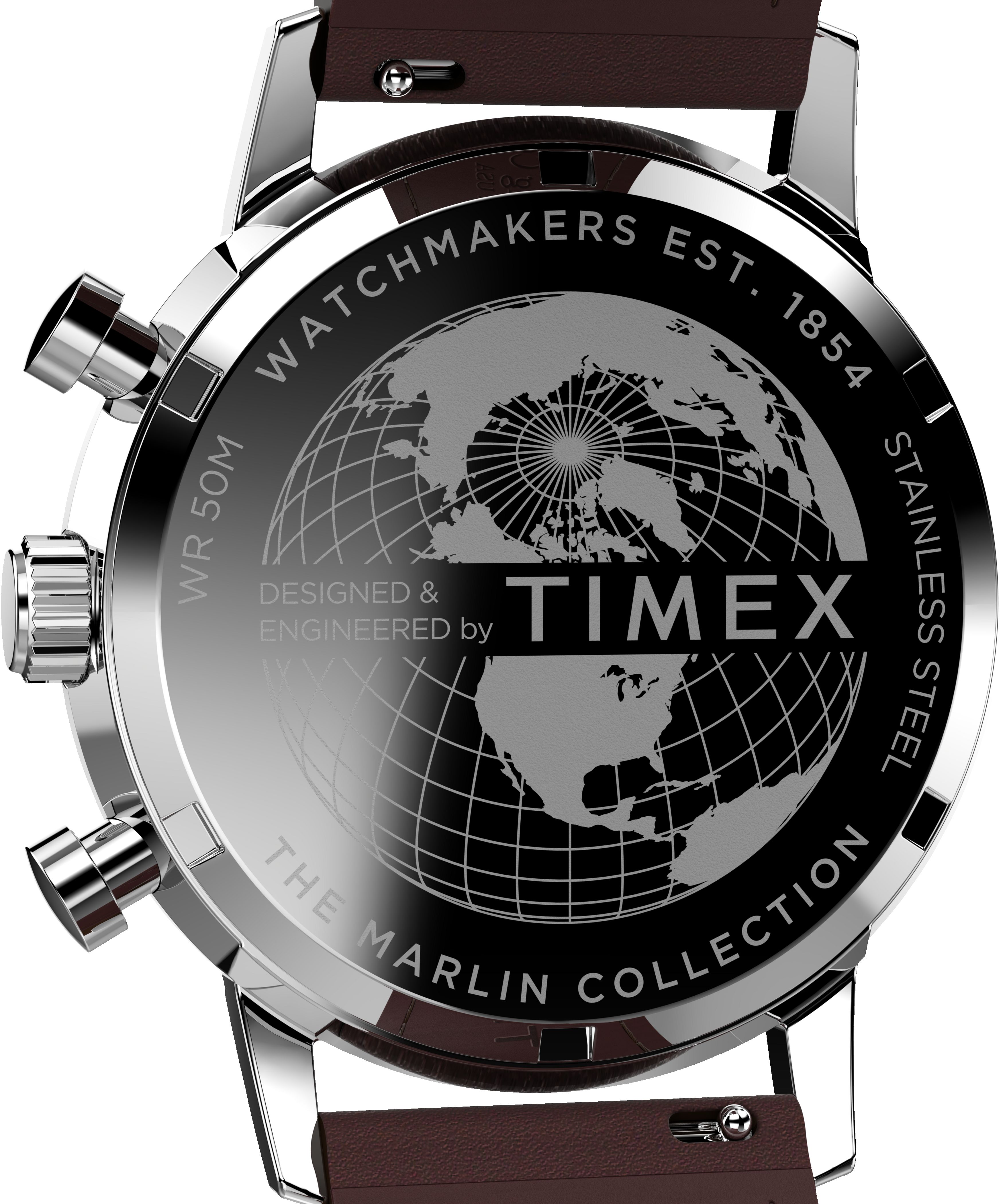 Marlin® Chronograph Tachymeter 40mm Leather Strap Watch sold by Timex product image thumbnail 4