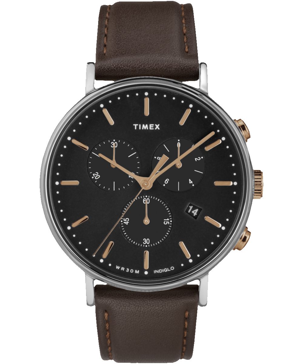 Fairfield Chronograph 41mm Leather Strap Watch sold by Timex