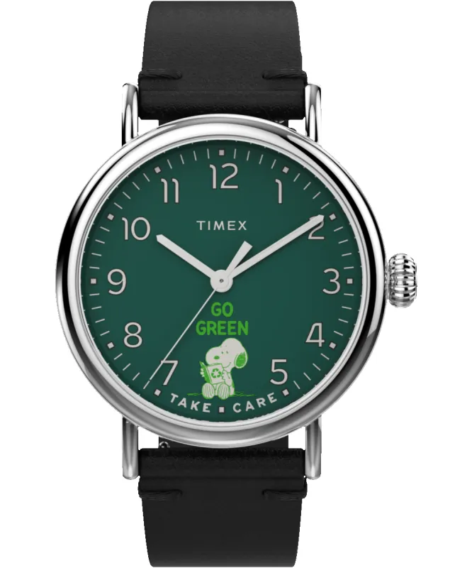 Timex Standard x Peanuts Take Care 40mm Leather Strap Watch sold by Timex