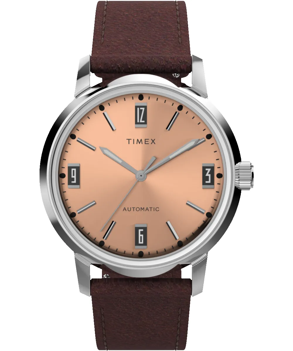 Marlin® Automatic 40mm Leather Strap Watch sold by Timex