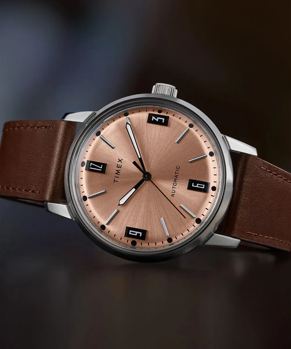 Marlin® Automatic 40mm Leather Strap Watch sold by Timex product image thumbnail 5