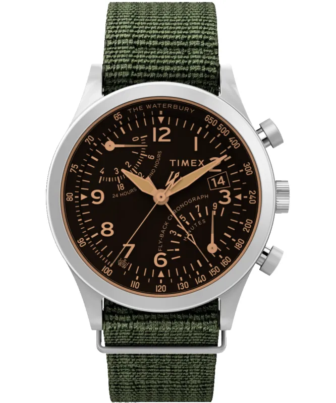 Waterbury Traditional Fly Back Chronograph 43mm Fabric Strap Watch sold by Timex
