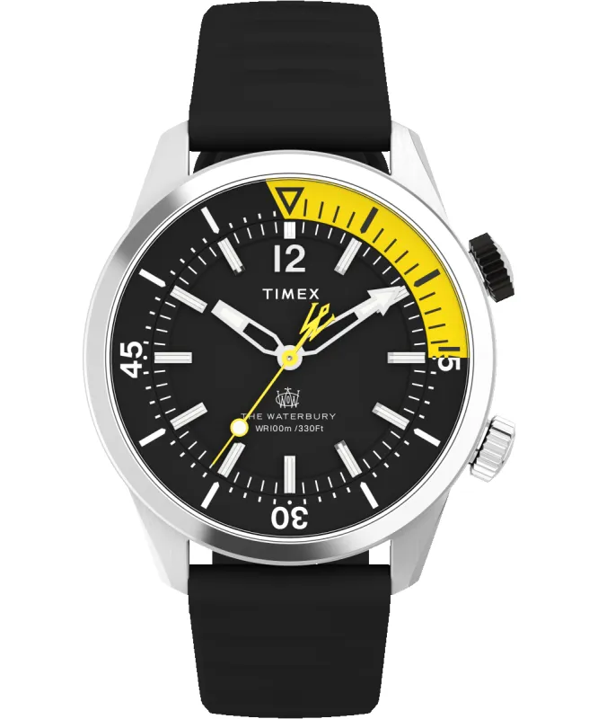 Waterbury Dive 41mm Synthetic Rubber Strap Watch made by Timex