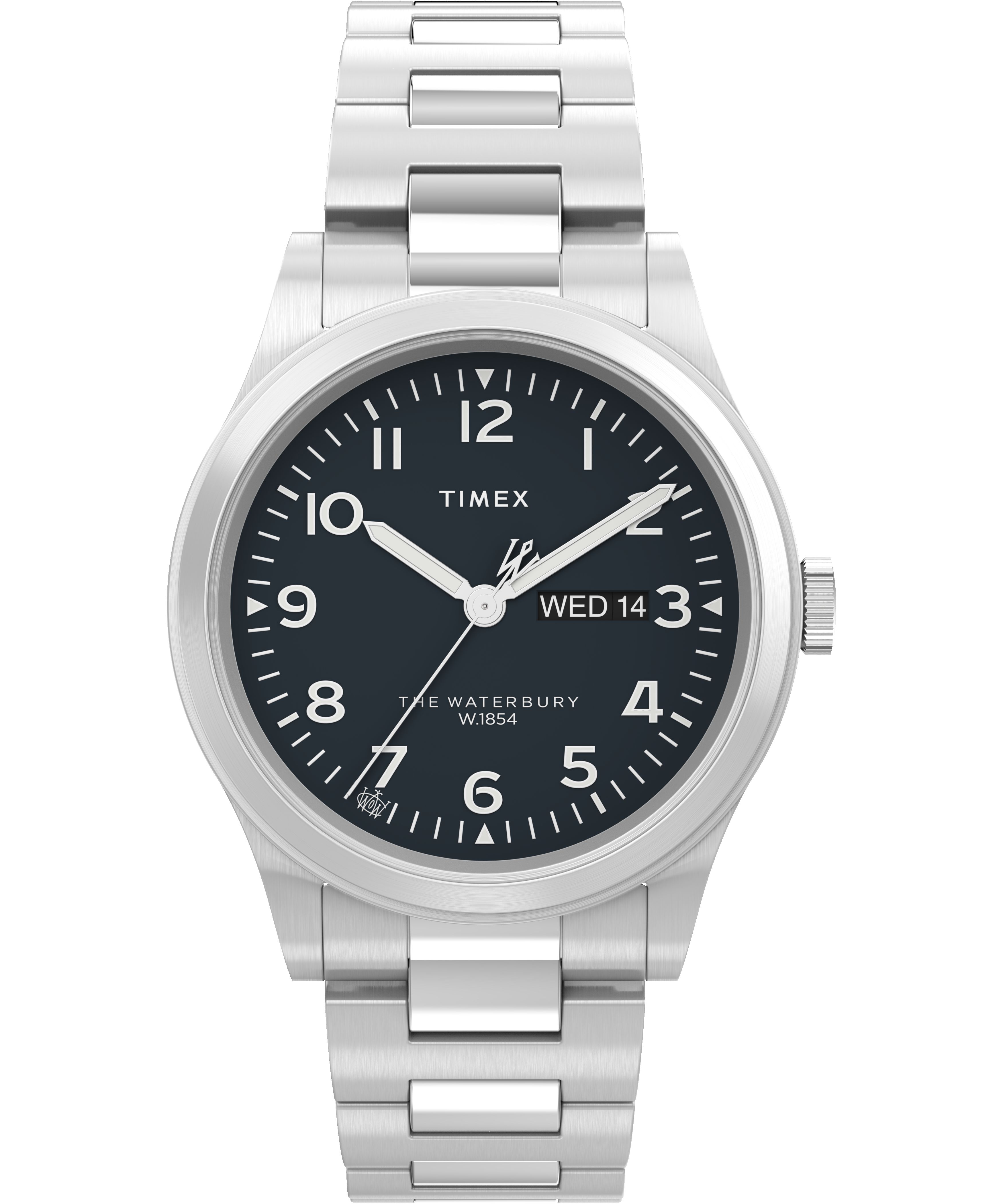 Waterbury Traditional Day Date 39mm Stainless Steel Bracelet Watch sold by Timex