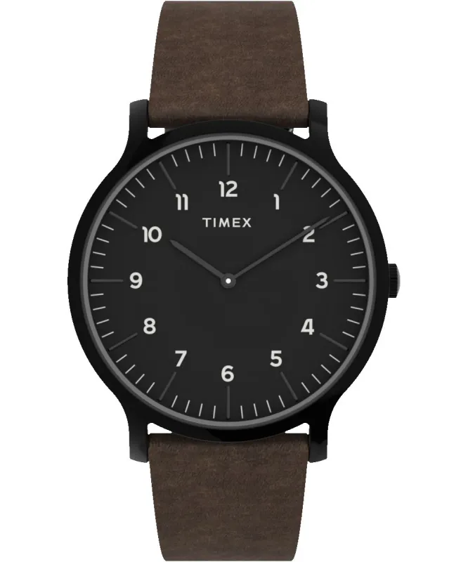 Norway 40mm Leather Strap Watch made by Timex