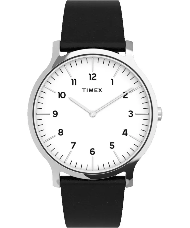 Norway 40mm Leather Strap Watch made by Timex