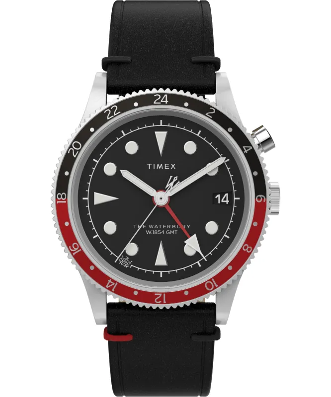 Waterbury Traditional GMT 39mm Leather Strap Watch sold by Timex