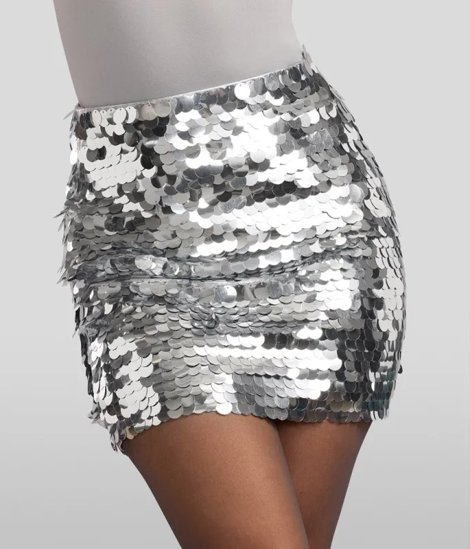 Silver Disc Sequin Skirt sold by Tipsy Elves