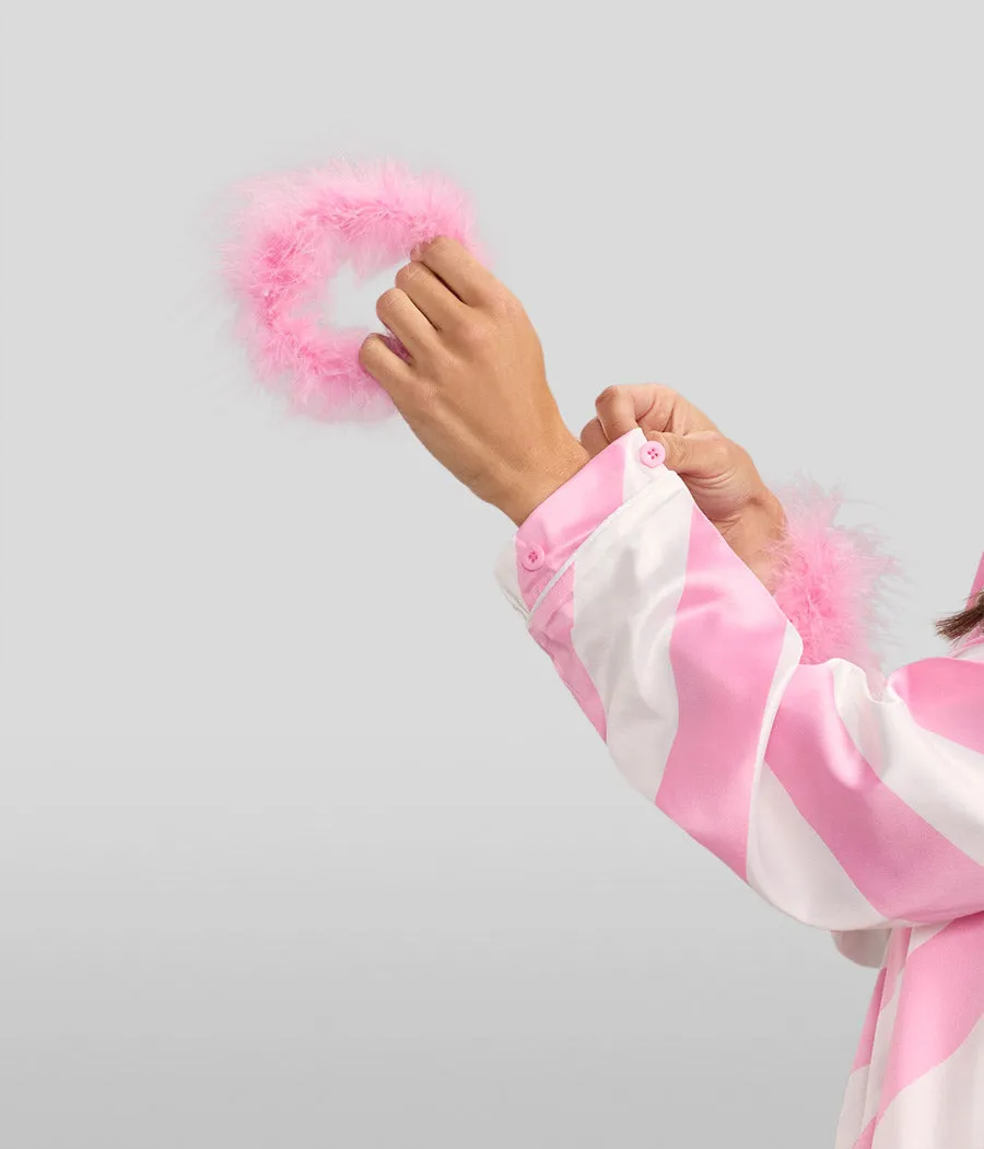 Women's Pink Candy Cane Satin Feather Pajama Set sold by Tipsy Elves product image thumbnail 5