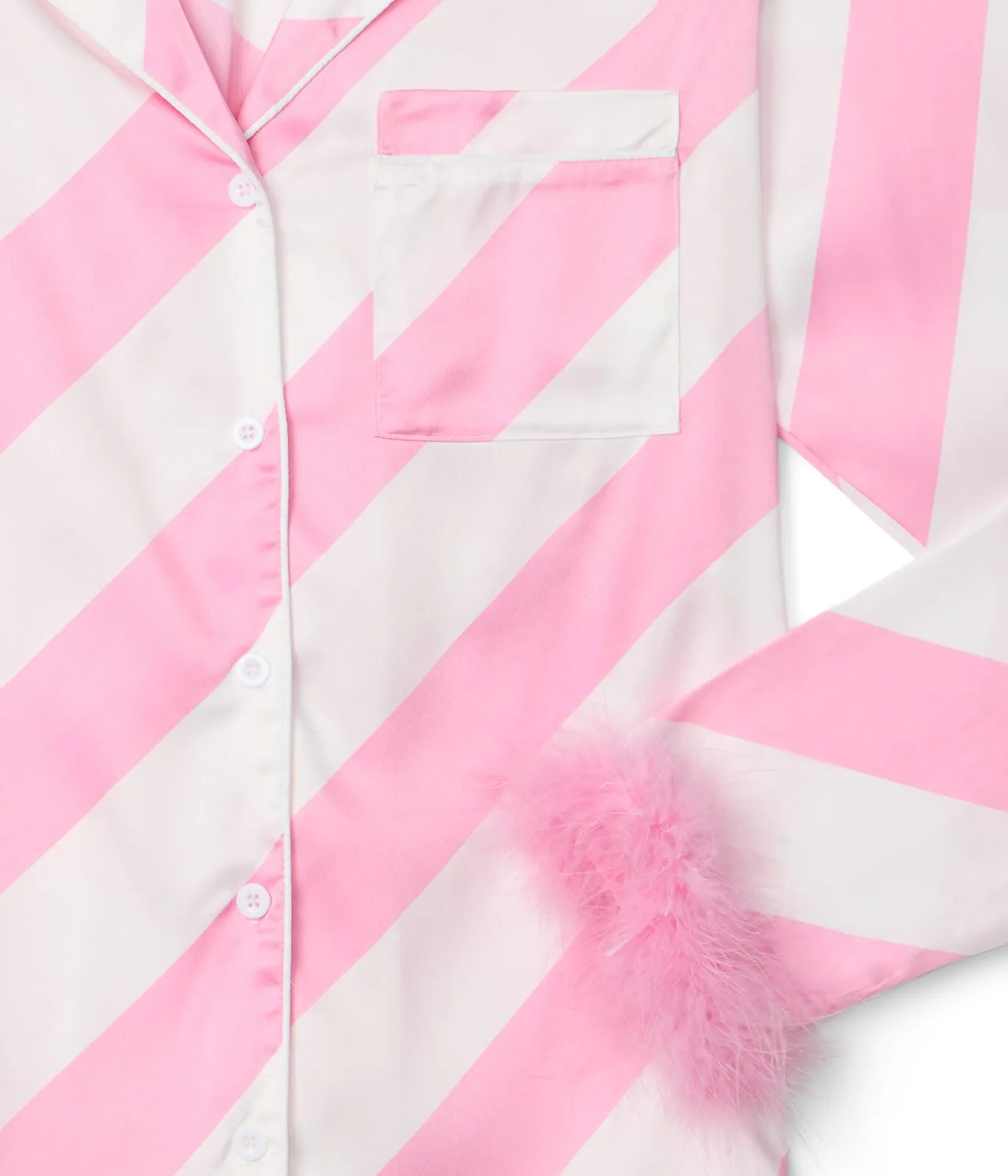 Women's Pink Candy Cane Satin Feather Pajama Set sold by Tipsy Elves product image thumbnail 4