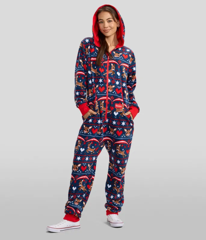 Women's Soaring Rudolph Christmas Jumpsuit sold by Tipsy Elves