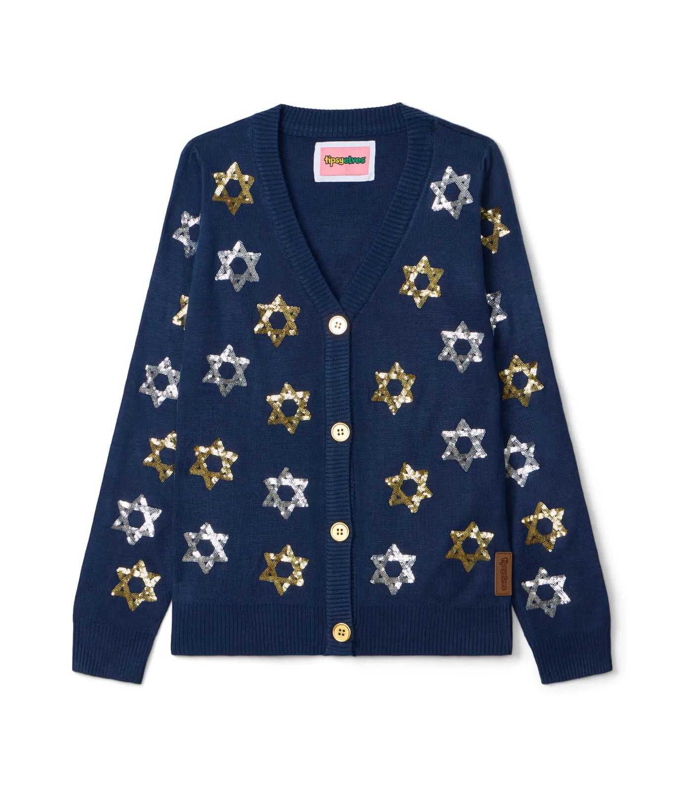 Women's Shimmering Star Of David Cardigan Sweater sold by Tipsy Elves product image thumbnail 4