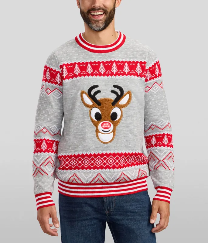 Men's Rudolph Light Up Ugly Christmas Sweater sold by Tipsy Elves