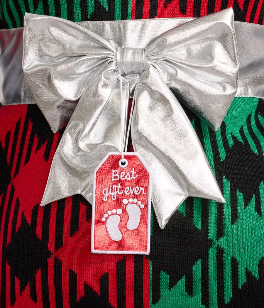 Women's Best Gift Ever Maternity Bow Christmas Sweater sold by Tipsy Elves product image thumbnail 4
