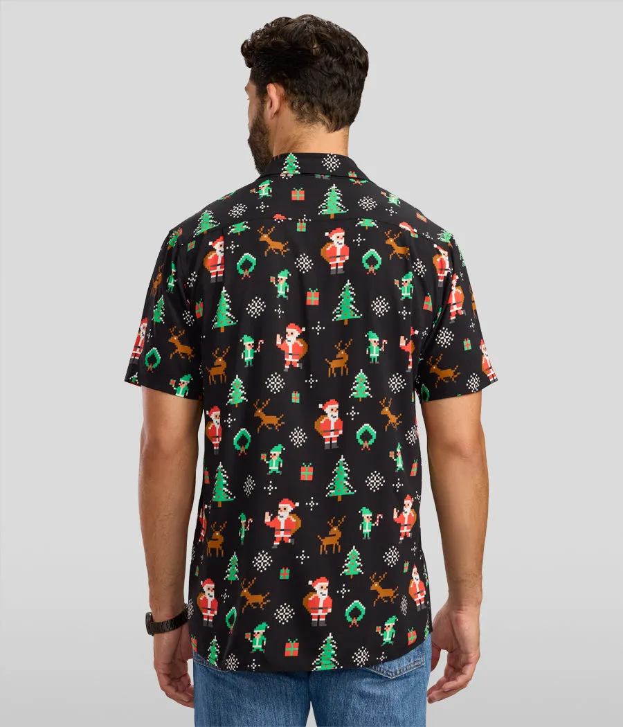Men's 8-Bit Santa Button Down Shirt sold by Tipsy Elves product image thumbnail 3